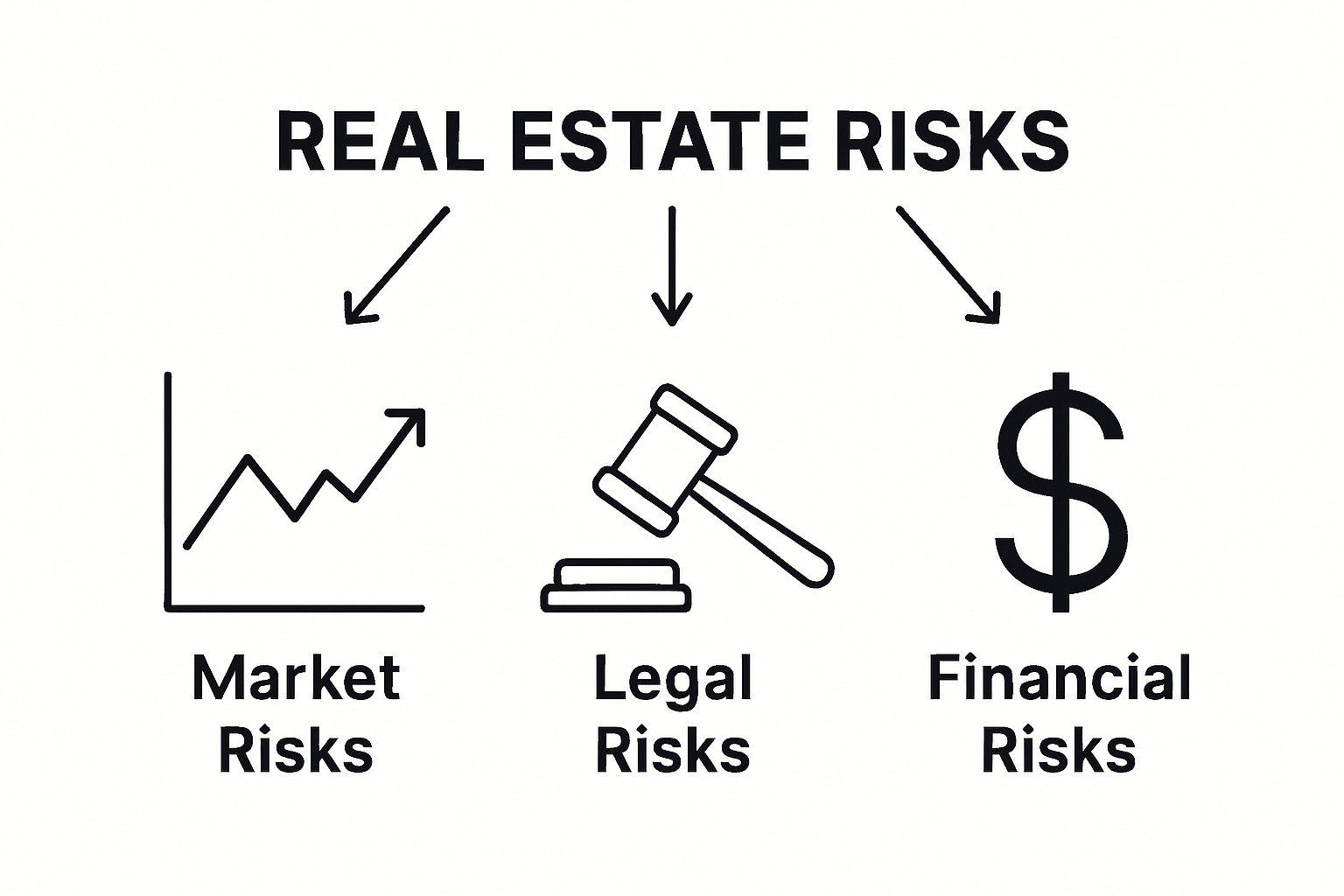 Infographic explaining three main real estate risk categories