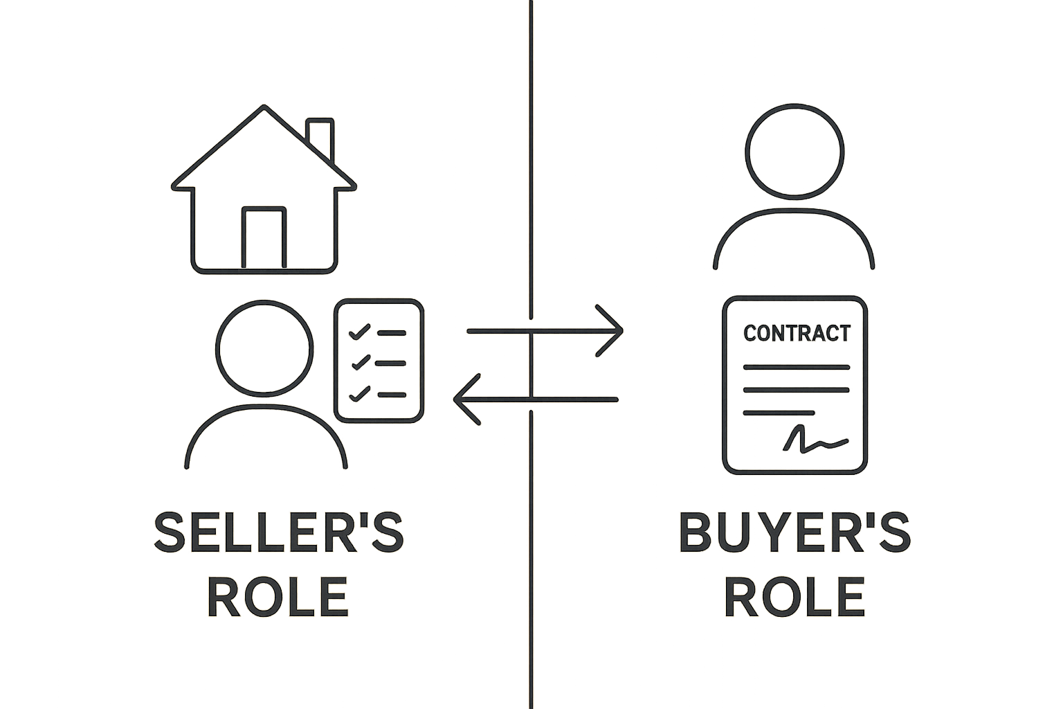 Infographic showing seller and buyer roles in property transfer