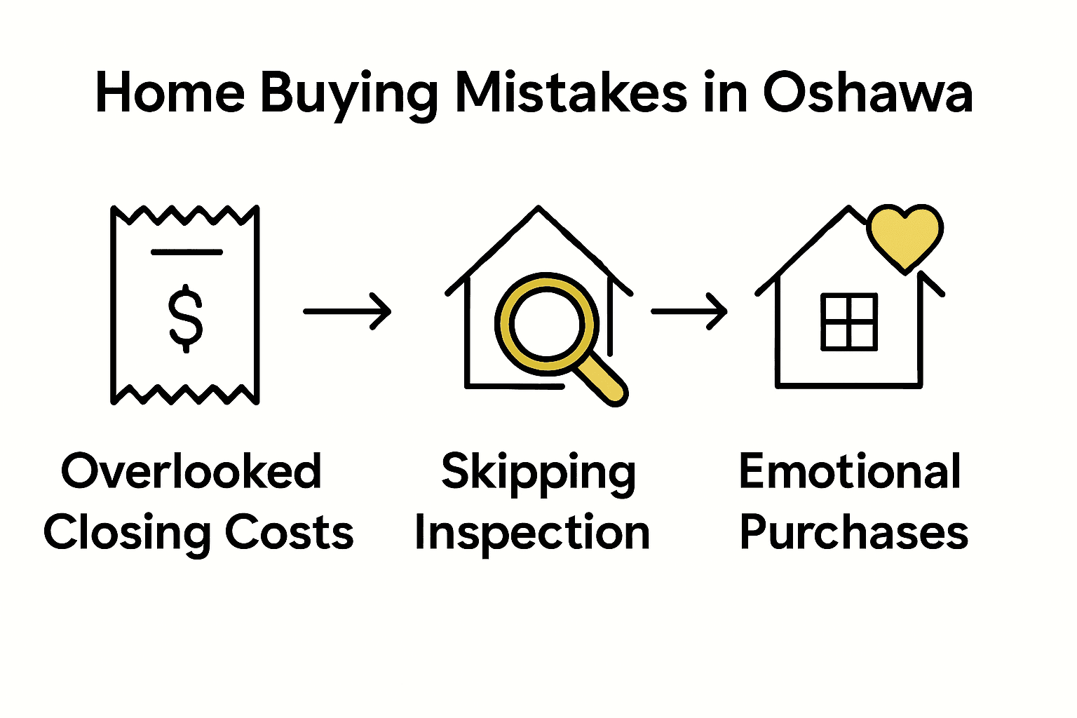 Infographic showing common home buying mistakes in Oshawa and tips to avoid them.