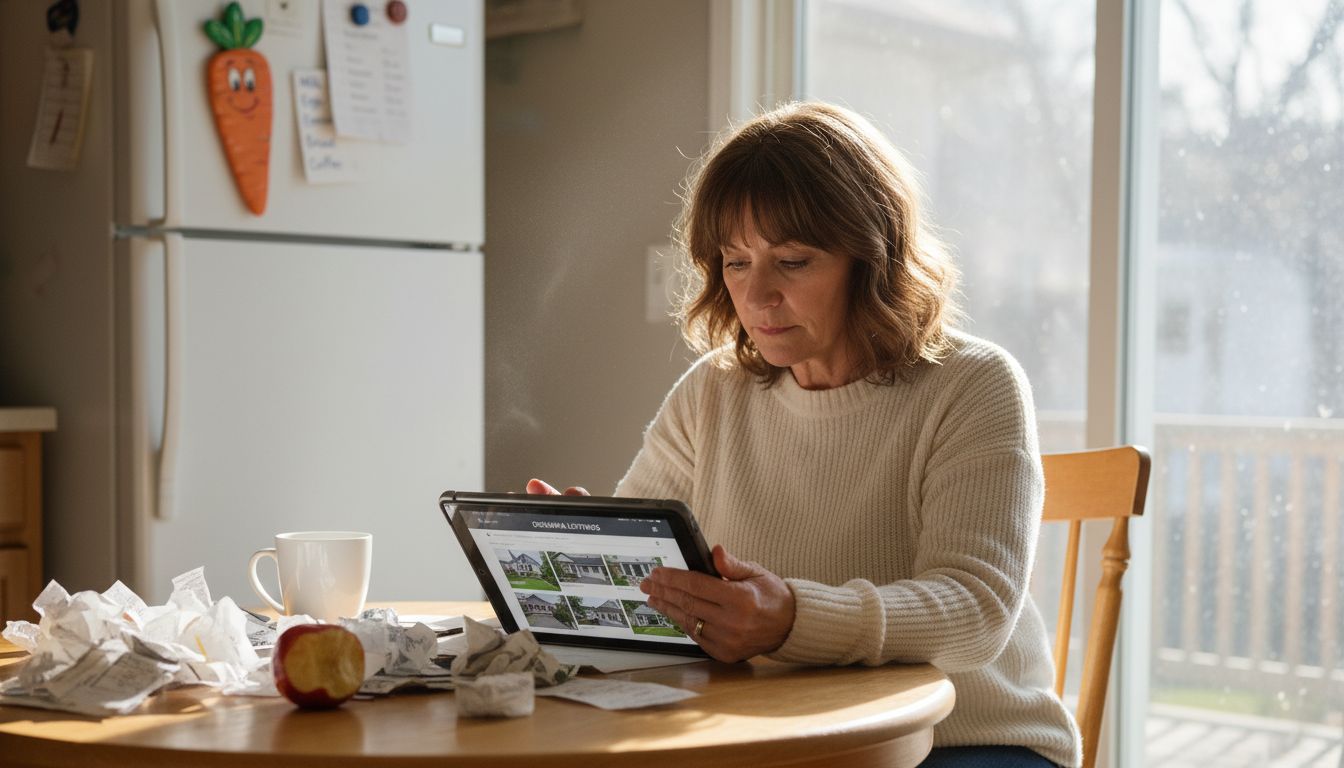 Woman reviews Oshawa home listings on tablet