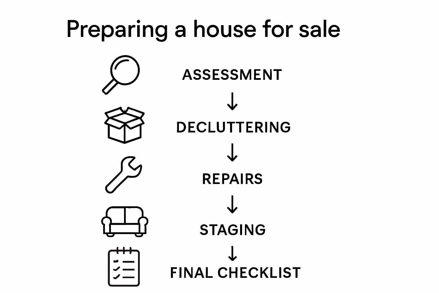Infographic showing steps to prep home for sale
