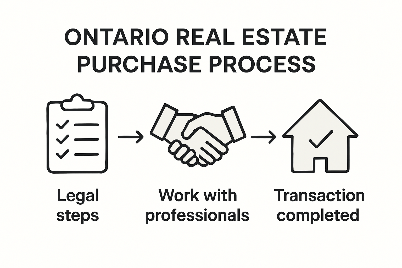 Three-step infographic on Ontario homebuying legal process