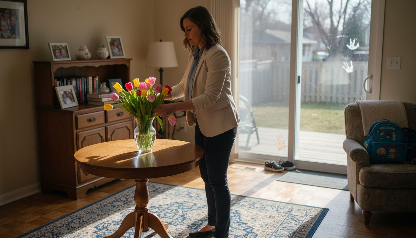 Agent staging lived-in Durham home interior