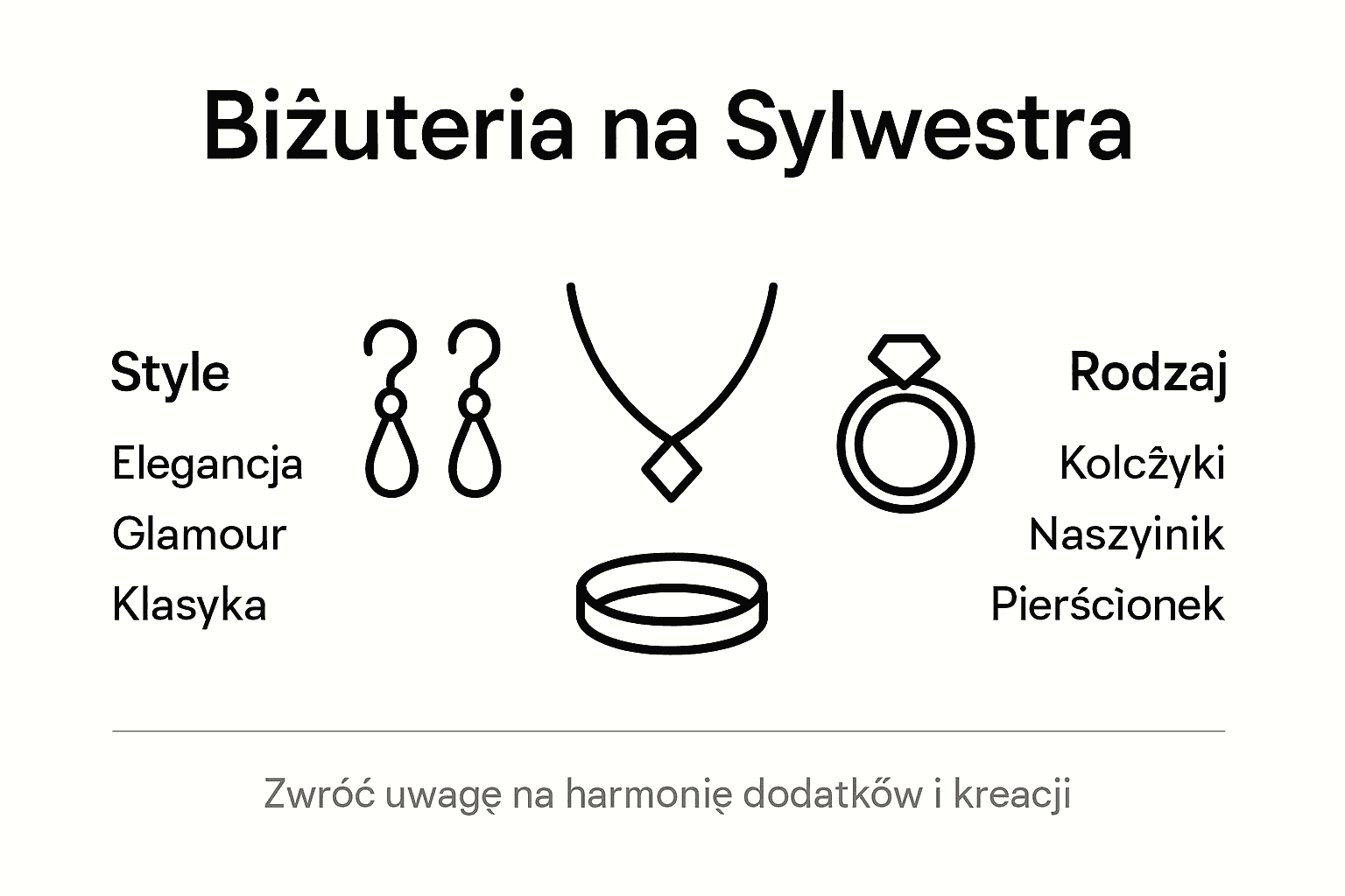 Infografika: modne fasony i typy biżuterii idealnej na sylwestrową noc