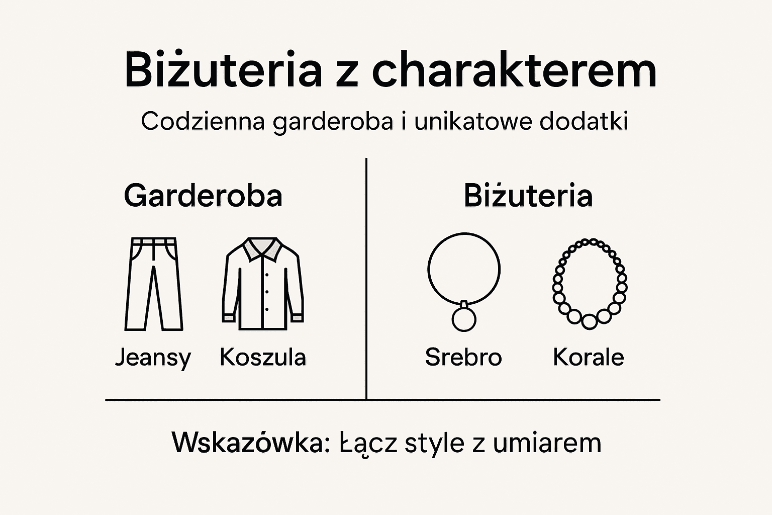 Infografika przedstawiająca, jak biżuteria może uzupełnić codzienne stylizacje