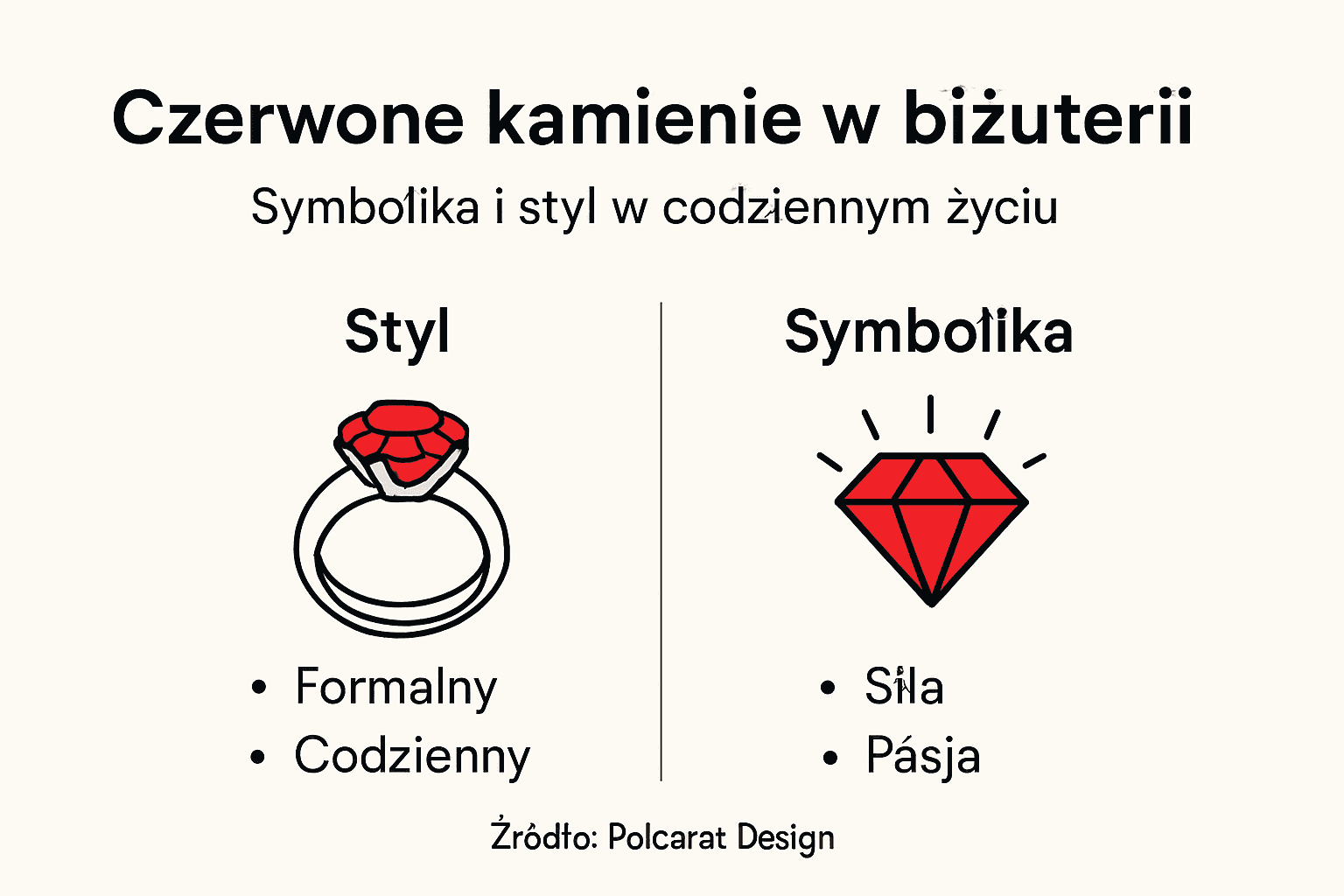 Infografika: styl i znaczenie czerwonych kamieni