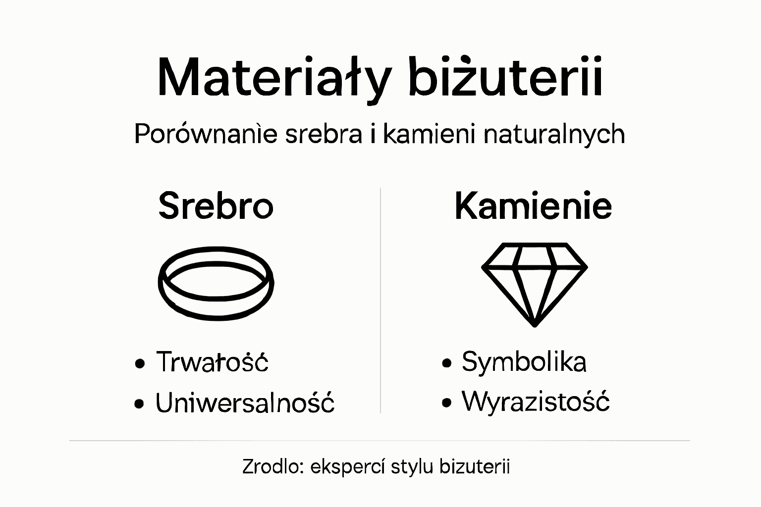 Infografika: z jakich materiałów powstaje biżuteria dla dojrzałych kobiet