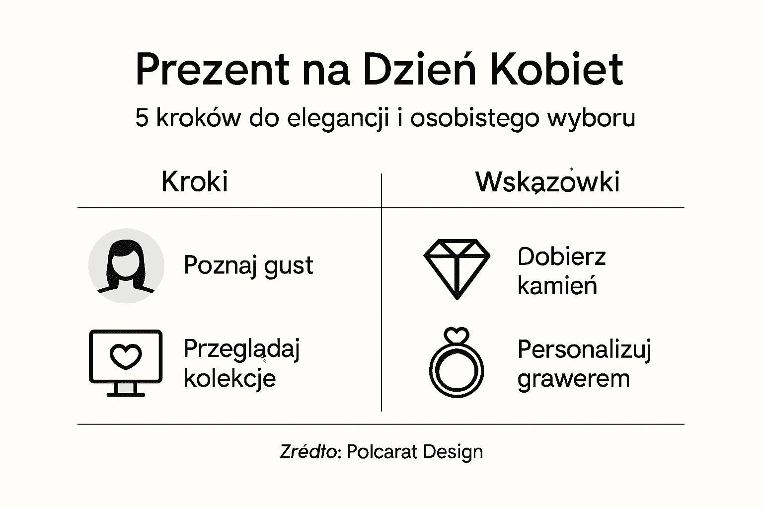 Infografika przedstawiająca kolejne etapy wyboru idealnego prezentu