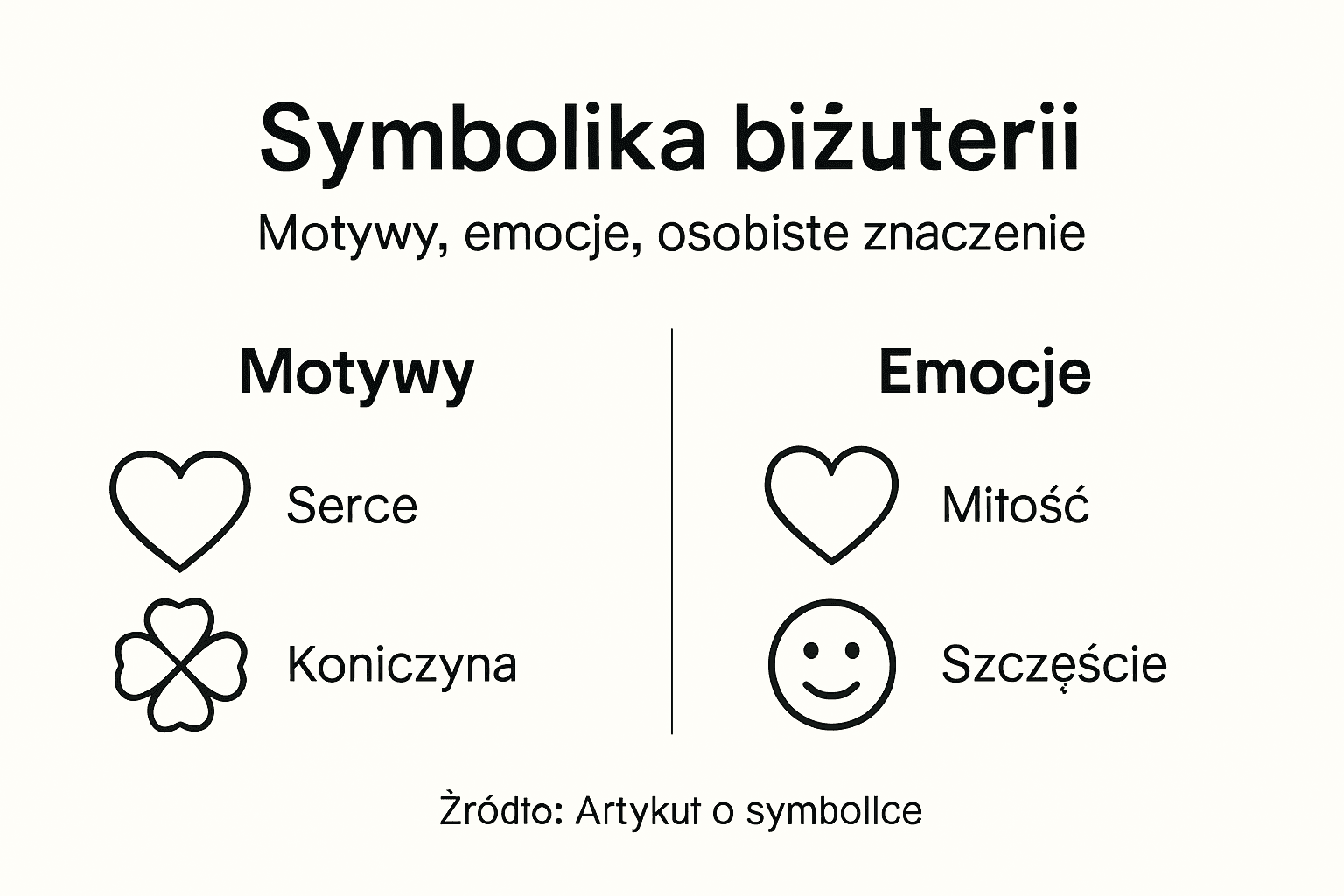 Infografika: znaczenie symboli w biżuterii – jakie motywy niosą ze sobą emocje?