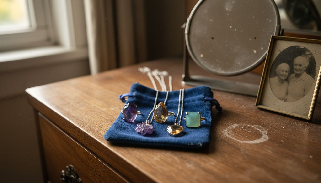 Biżuteria z ametystem, cytrynem i amazonitem