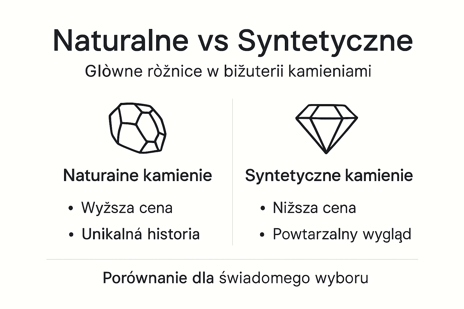 Infografika: Porównanie kamieni naturalnych i syntetycznych – najważniejsze różnice