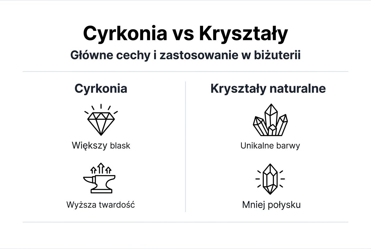 Grafika przedstawiająca zestawienie cyrkonii i kryształów
