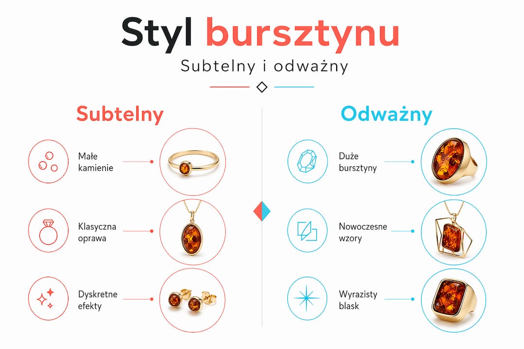 Porównanie dwóch odmian bursztynu w formie infografiki