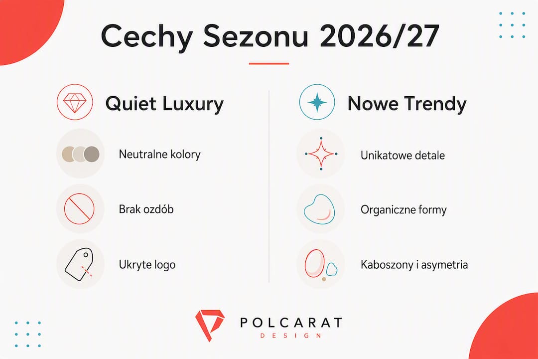 Infografika ukazująca najważniejsze aspekty aktualnych trendów w biżuterii