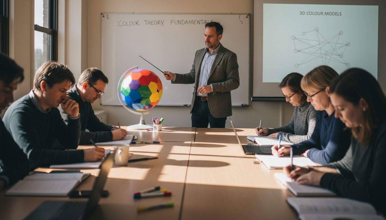 Instructor explains Kolormondo globe model