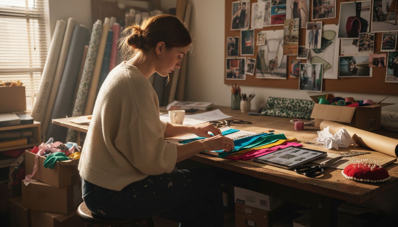 Fashion designer creating colour schemes