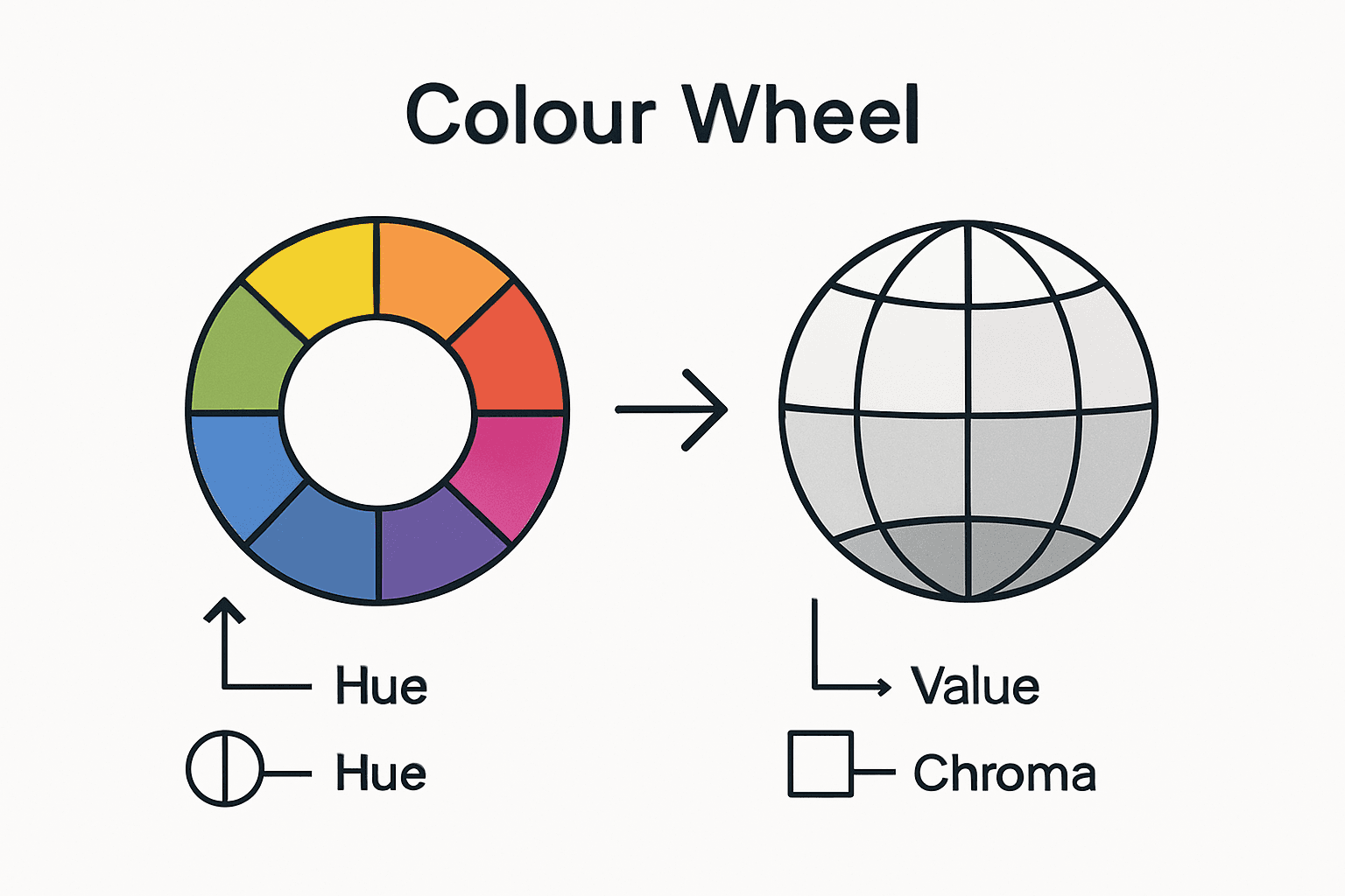 Infographic comparing colour globe and flat chart