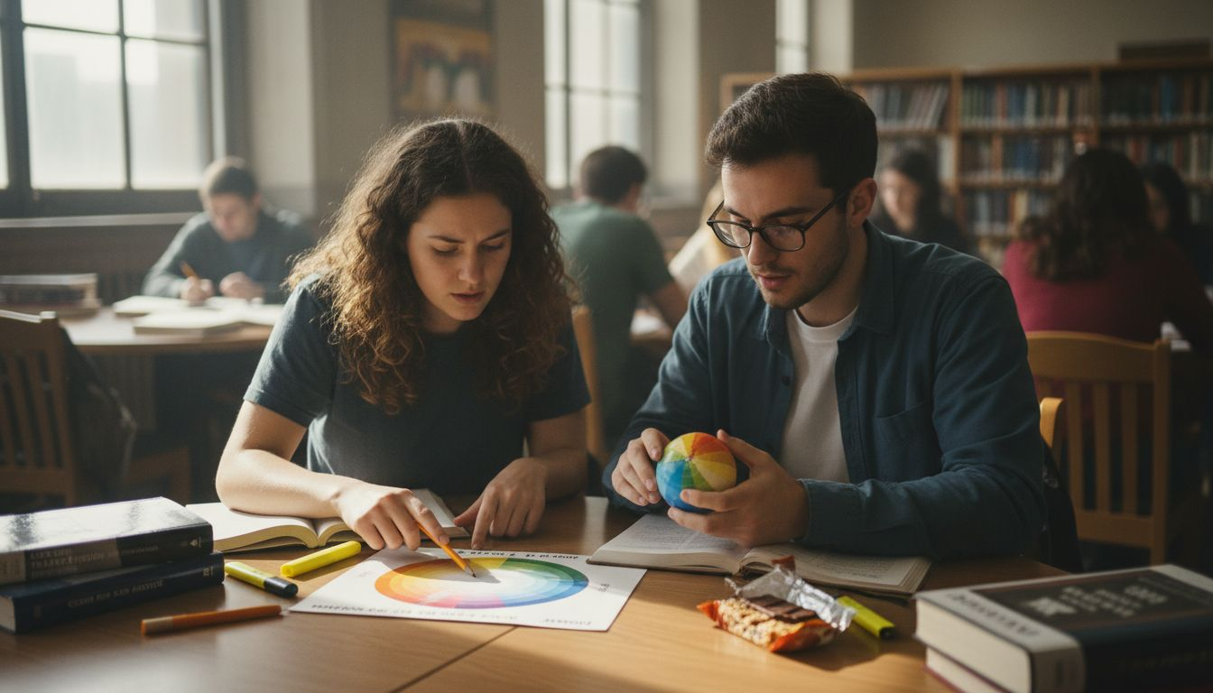 Students examining 2D and 3D colour models