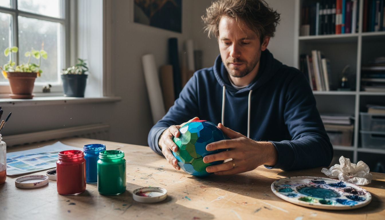 Designer rotating Kolormondo globe for base colours