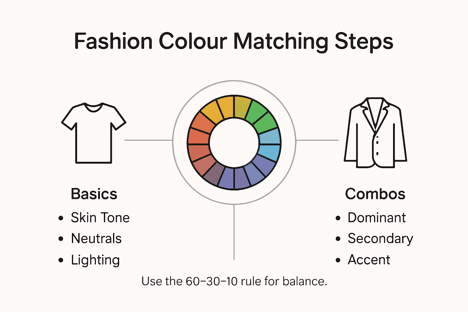 Infographic of key fashion colour matching steps