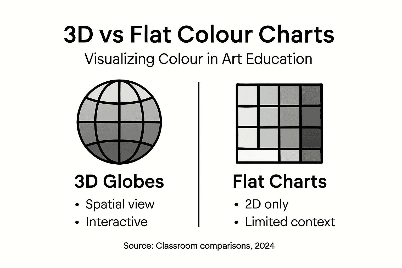 Infographic comparing 3D globes to flat charts