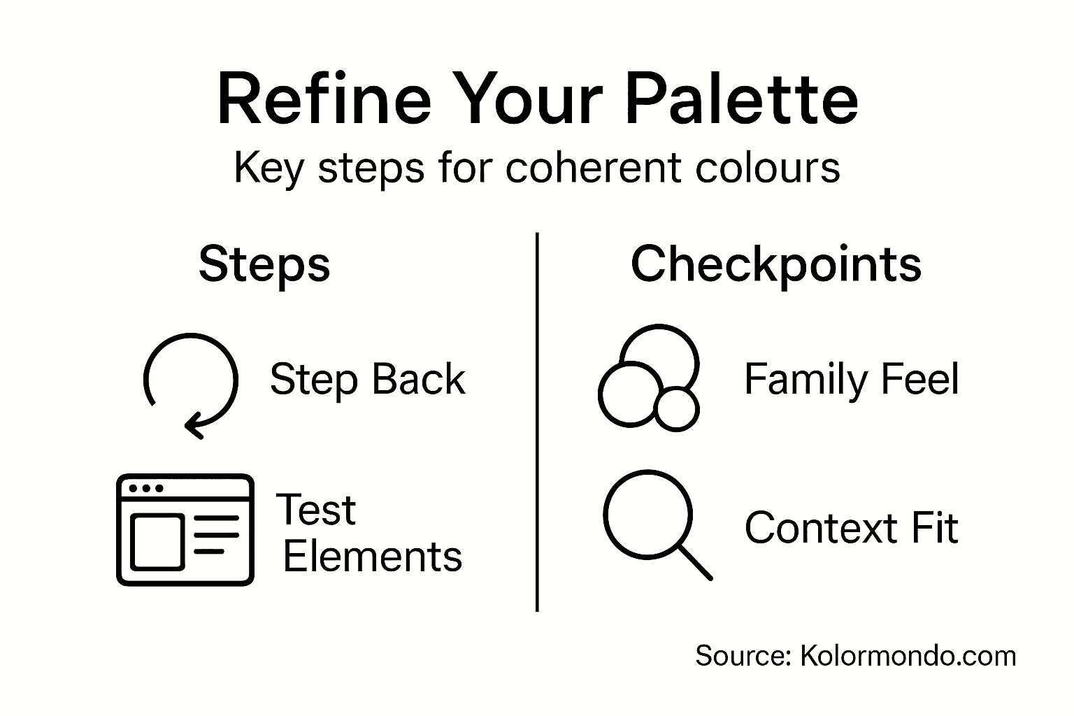 Infographic refining colour palette with short steps