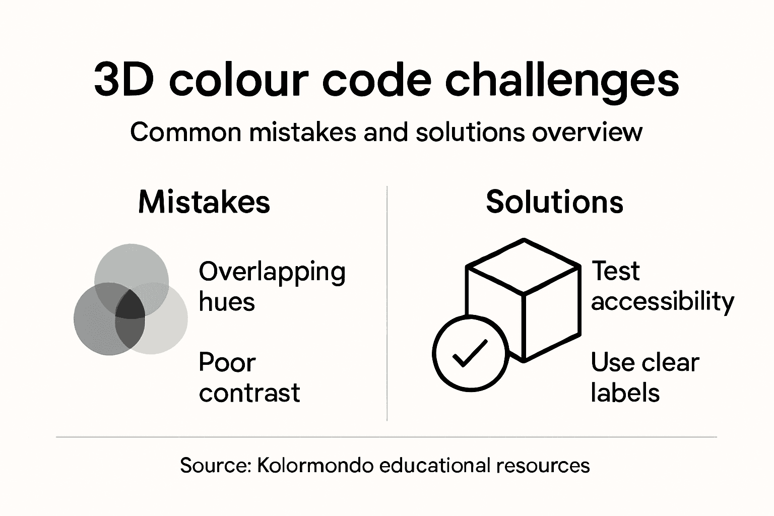 Infographic of mistakes and solutions in 3D colour codes