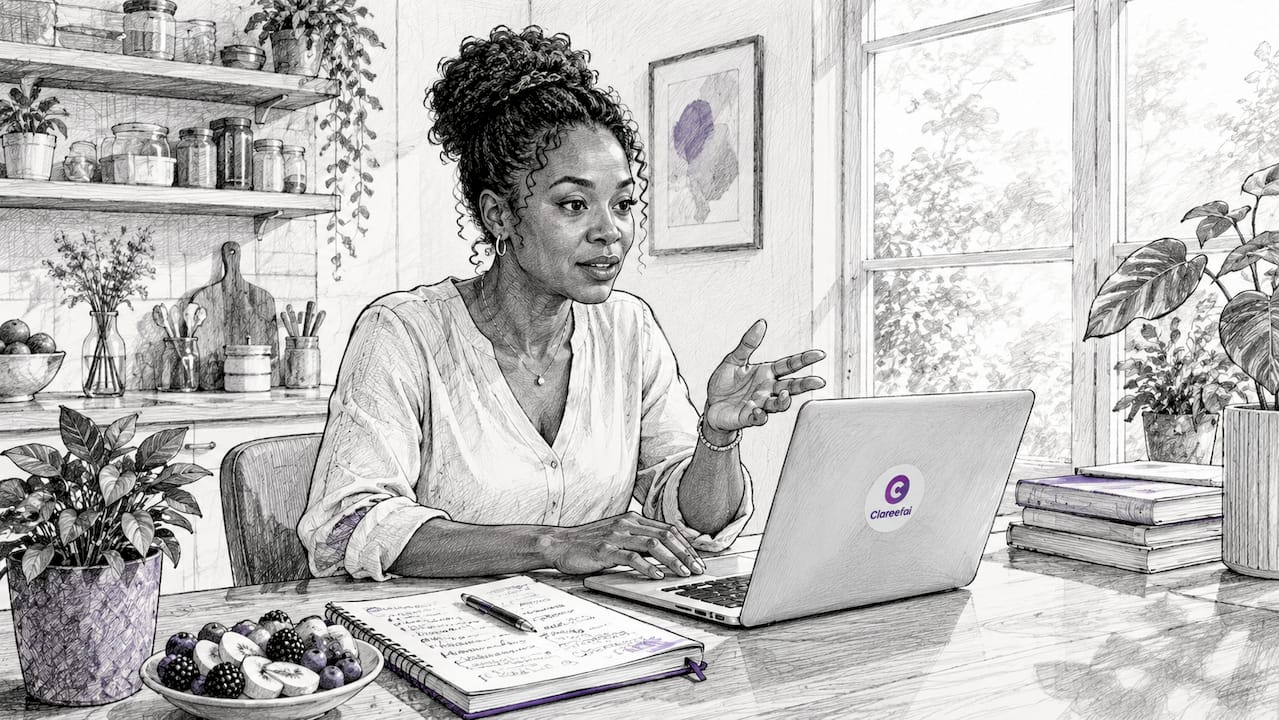 Businesswoman on laptop video call