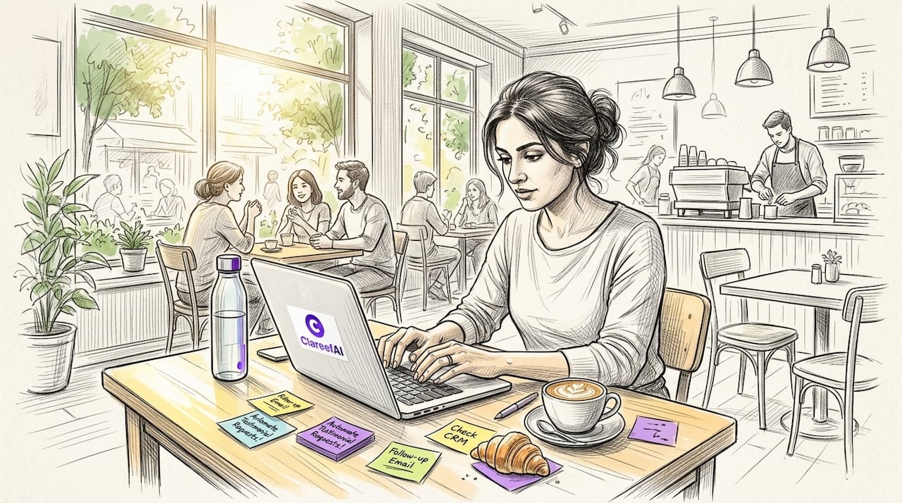 Woman typing automated testimonial request email