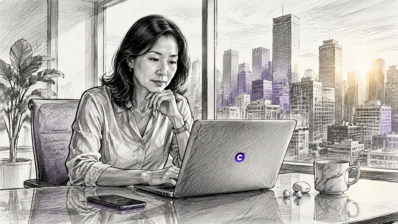 Sales professional reviewing dashboard on laptop