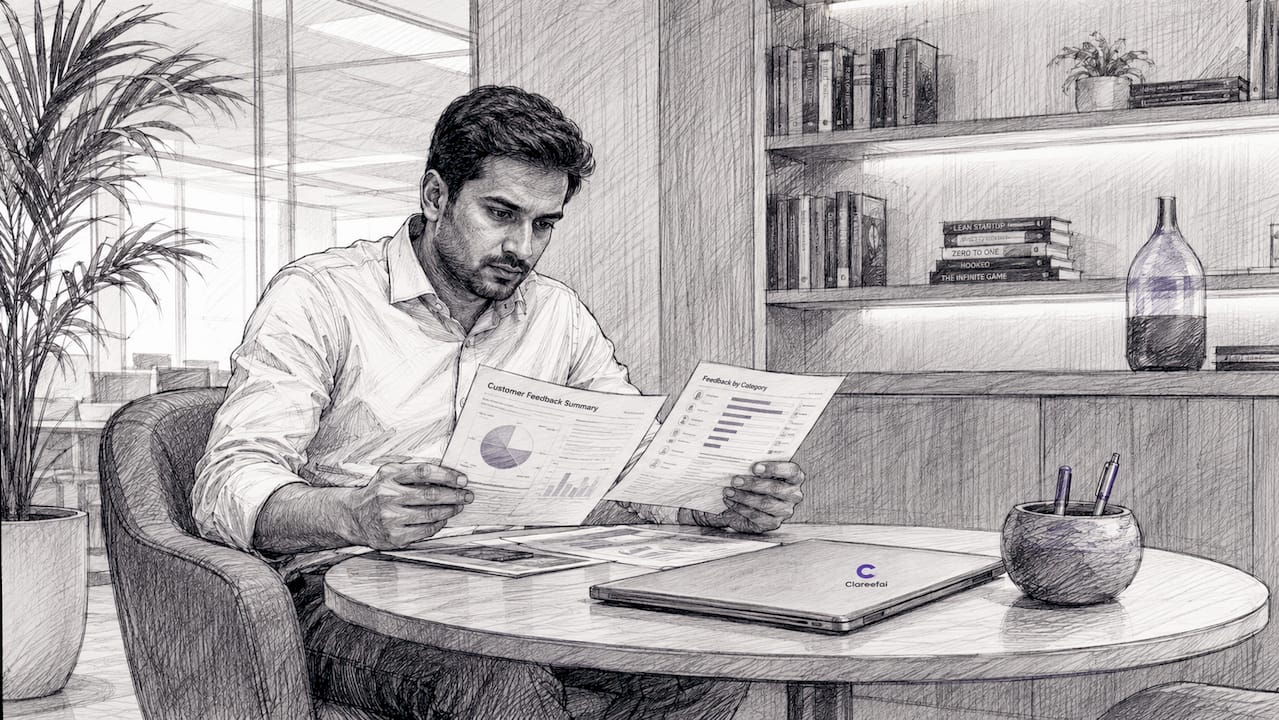 Professional reviewing customer feedback reports