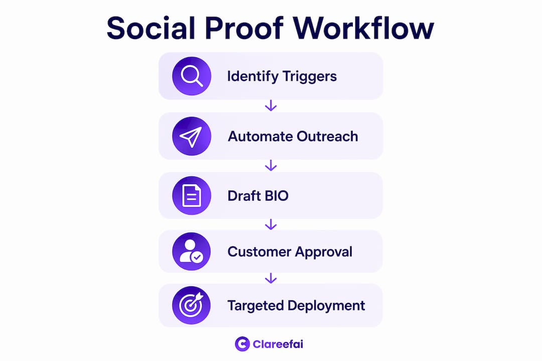 Infographic showing five step social proof workflow