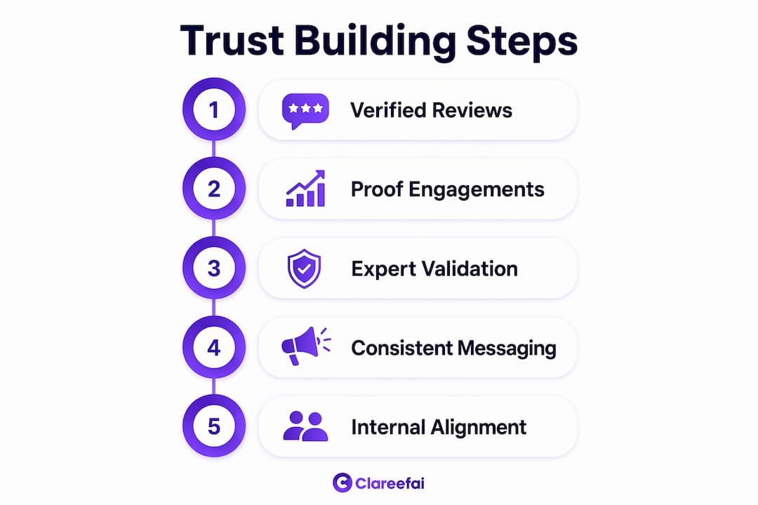 Infographic outlining key trust building steps
