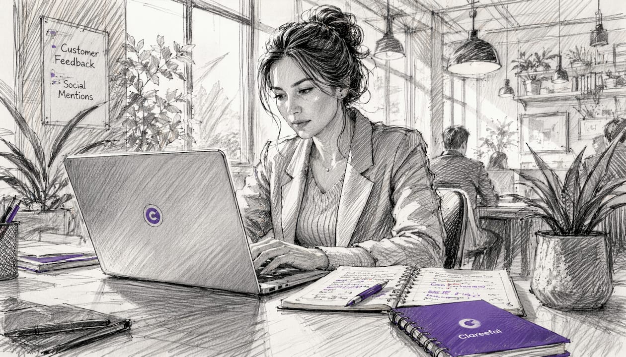 Woman monitoring digital customer feedback