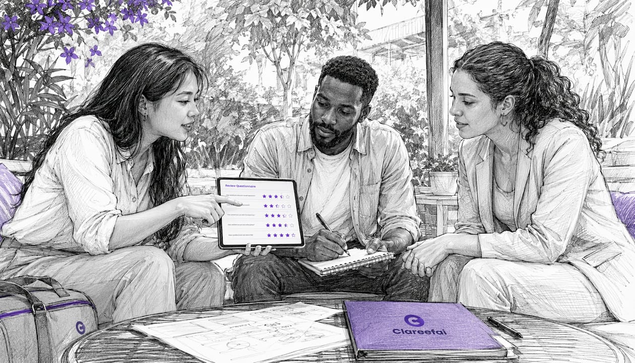 Team collaborating on structured review collection