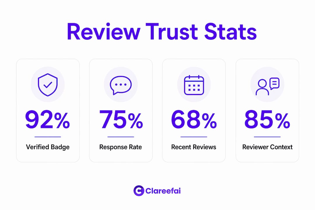 Infographic showing key statistics on review trust factors