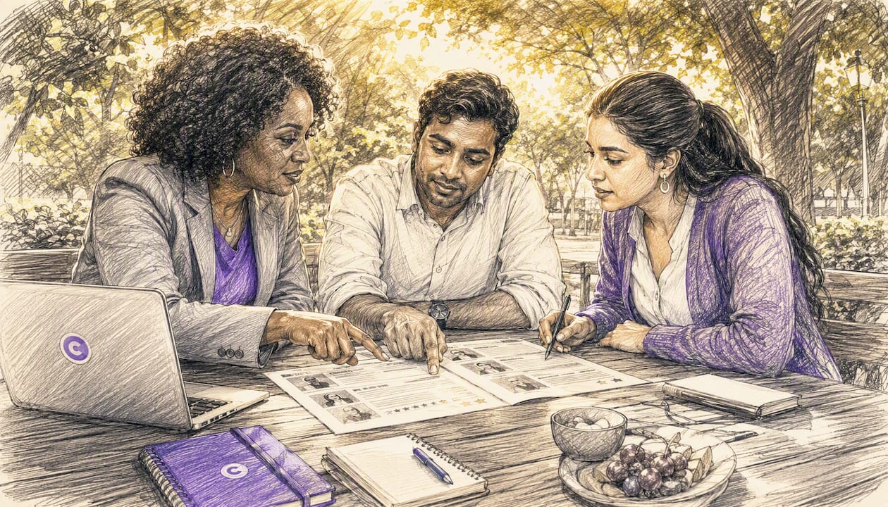 Sales team reviewing UGC-enhanced proposals