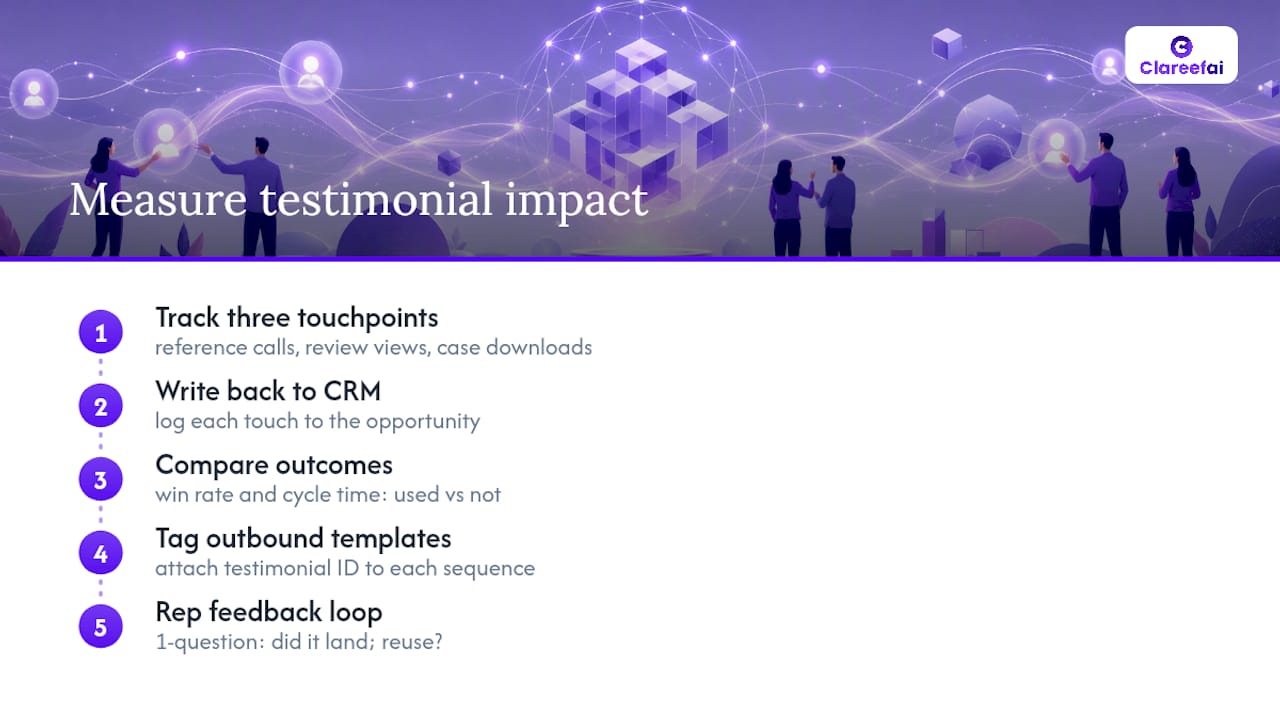 Diagram of testimonial impact measurement metrics