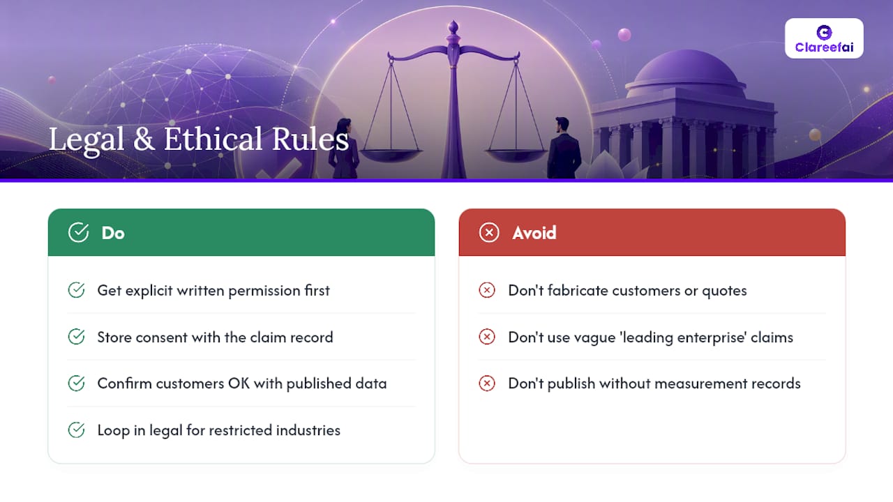 Legal and Ethical Rules for Using Customer Proof — overview diagram