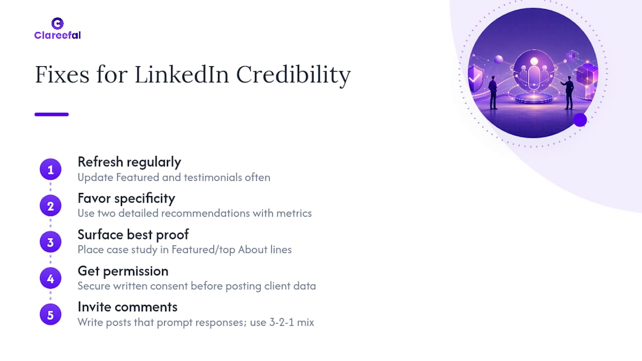 Mistakes That Quietly Undercut Your LinkedIn Credibility — overview diagram