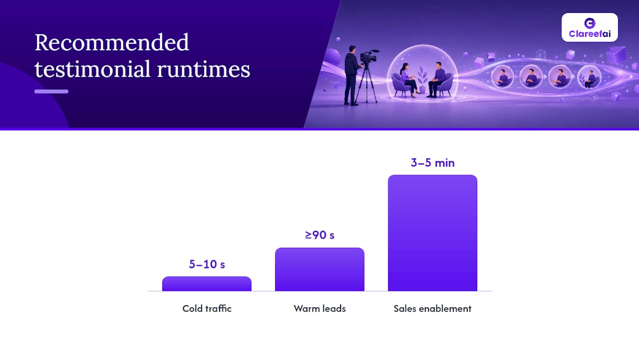 Testimonial runtimes mapped to funnel stages