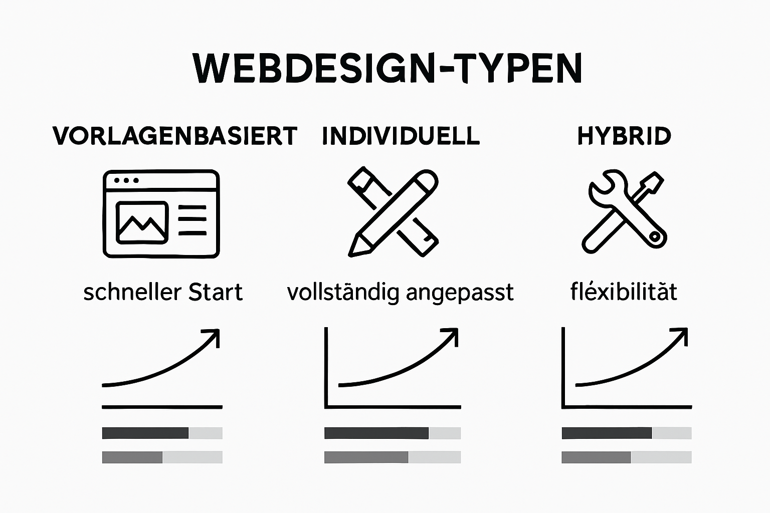 Infographic comparing web design solution types