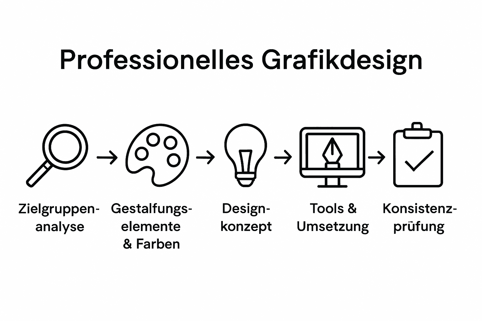 Grafische Übersicht: Der Designprozess in fünf Schritten