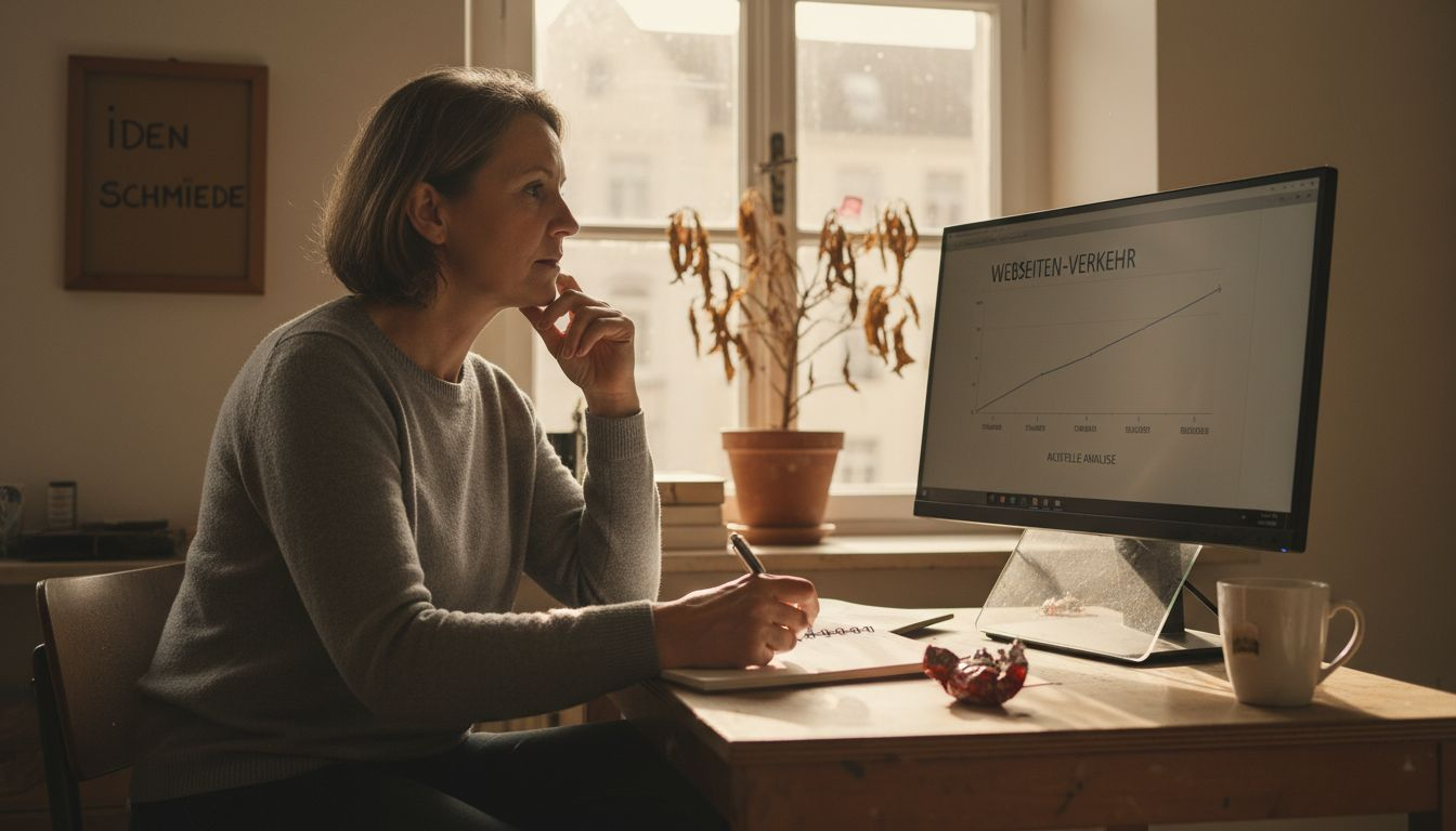 Ein Unternehmer wirft einen Blick auf die aktuellen Webanalyse-Daten, um herauszufinden, wie gut seine Online-Präsenz läuft.