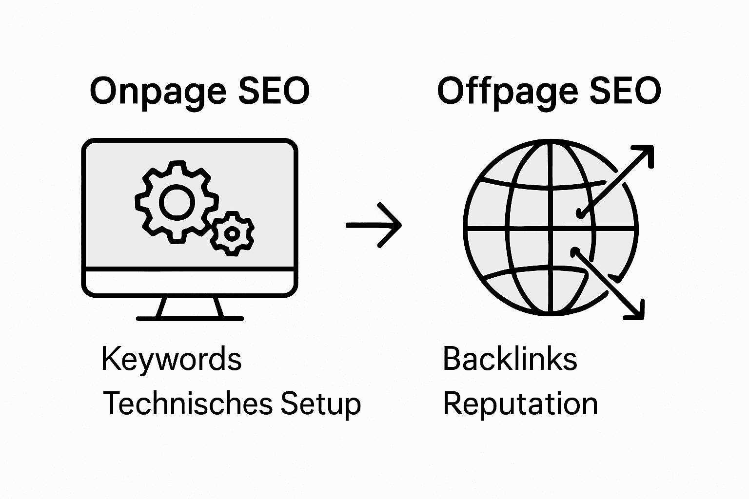Infografik: Die Unterschiede zwischen Onpage- und Offpage-SEO auf einen Blick