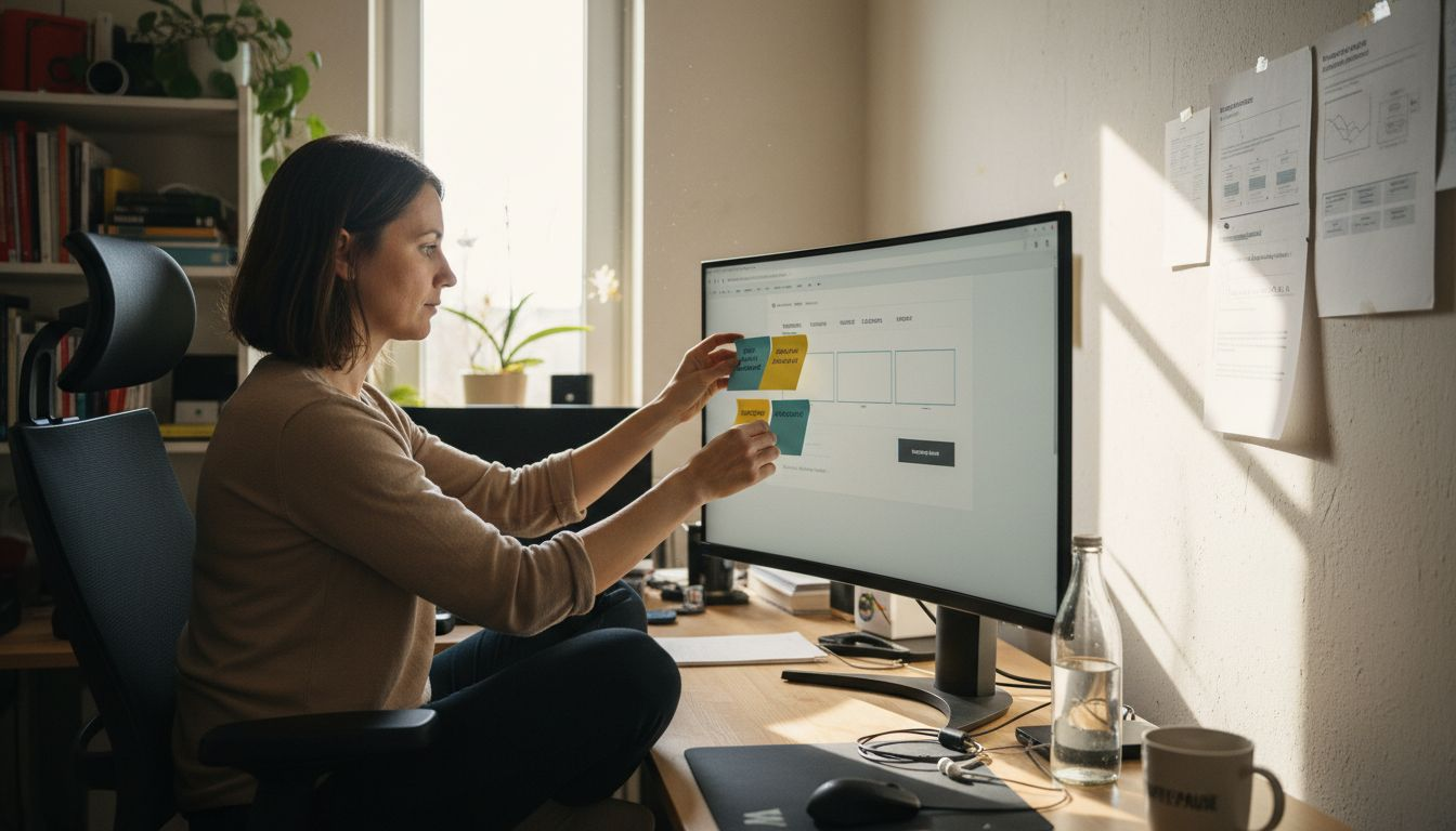 Ein Webdesigner entwickelt das Layout einer Landingpage gezielt darauf, möglichst viele Besucher in Kunden zu verwandeln.