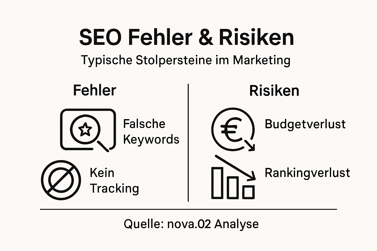 Infografik: Die häufigsten SEO-Fehler und ihre Risiken auf einen Blick