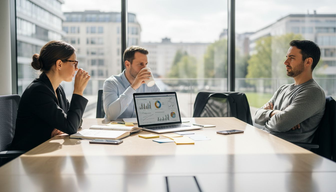Das Team analysiert gemeinsam die aktuellen Marketingzahlen.