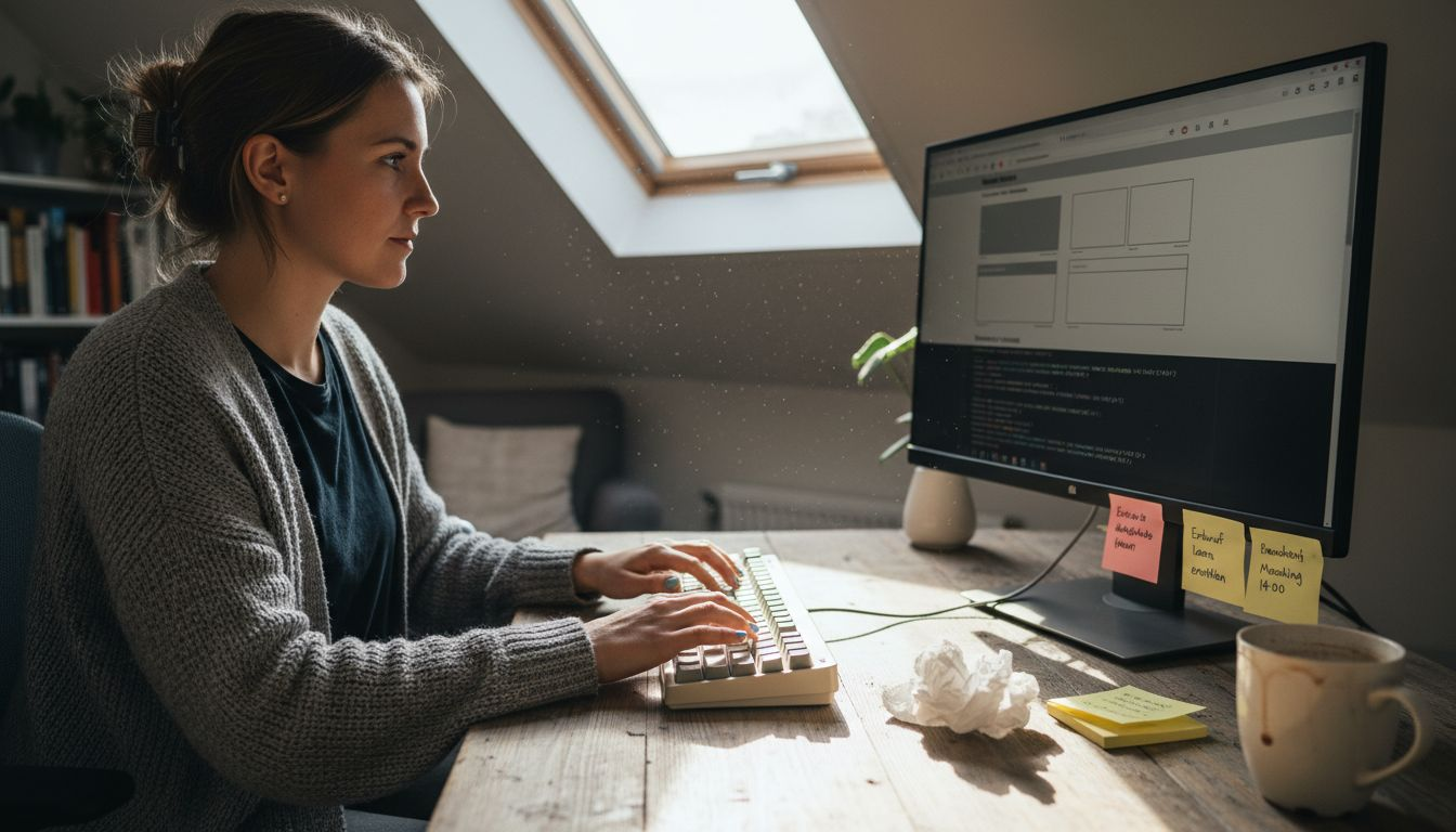 Eine Webdesignerin entwickelt eine zeitgemäße und professionelle Webseite.