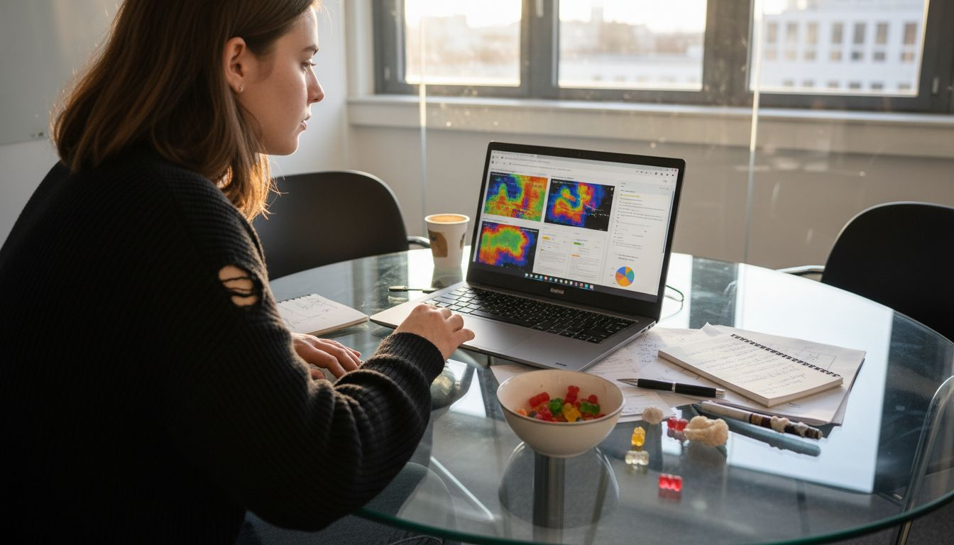 Eine Analystin wertet das Nutzerverhalten auf der Website aus.